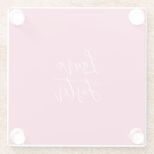Handschrift Elegante naam roze kleur Glazen Onderzetter (Achterkant)