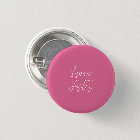 Handschrift Elegante naam roze kleur Ronde Button 3,2 Cm (Voorkant /achterkant)