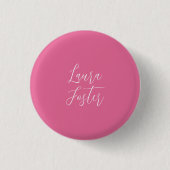 Handschrift Elegante naam roze kleur Ronde Button 3,2 Cm (Voorkant)