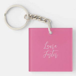 Handschrift Elegante naam roze kleur Sleutelhanger