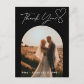 Handschrift Elegante trouwfoto Dank u Briefkaart (Voorkant)