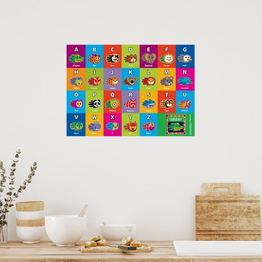 Handschrift Engels ABC Alphabet voor kinderen Poster (Keuken)