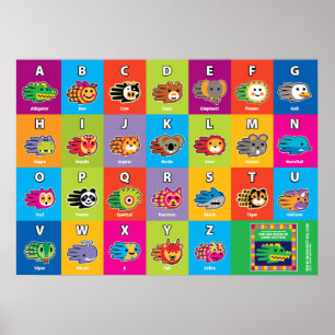 Handschrift Engels ABC Alphabet voor kinderen Poster