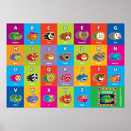 Handschrift Engels ABC Alphabet voor kinderen Poster (Voorkant)
