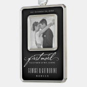  handschrift First Noel Photo Wedding Verzilverd Omlijst Ornament (Links)