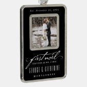  handschrift First Noel Photo Wedding Verzilverd Omlijst Ornament (Rechts)