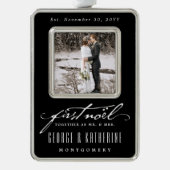  handschrift First Noel Photo Wedding Verzilverd Omlijst Ornament (Voorkant)