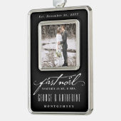  handschrift First Noel Photo Wedding Verzilverd Omlijst Ornament (Links)