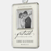  handschrift First Noel Photo Wedding Verzilverd Omlijst Ornament (Links)