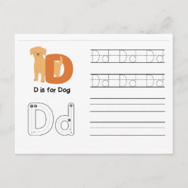 Handschrift FlashCards voor de kleuterschool | D, Briefkaart