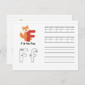 Handschrift FlashCards voor de kleuterschool | F,  Briefkaart (Voorkant / Achterkant)