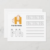 Handschrift FlashCards voor de kleuterschool | H,  Briefkaart (Voorkant / Achterkant)