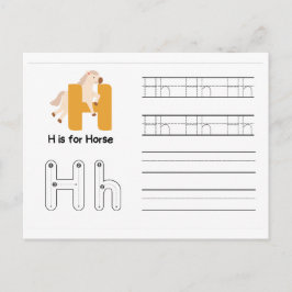Handschrift FlashCards voor de kleuterschool | H, Briefkaart