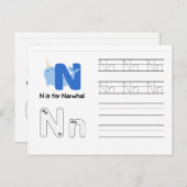 Handschrift FlashCards voor de kleuterschool | Nee Briefkaart (Voorkant / Achterkant)