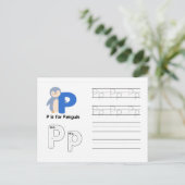 Handschrift FlashCards voor de kleuterschool | P,  Briefkaart (Staand voorkant)