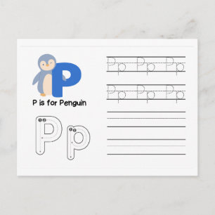 Handschrift FlashCards voor de kleuterschool   P,  Briefkaart