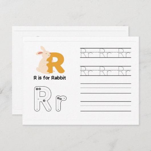 Handschrift FlashCards voor de kleuterschool | R, Briefkaart (Voorkant / Achterkant)