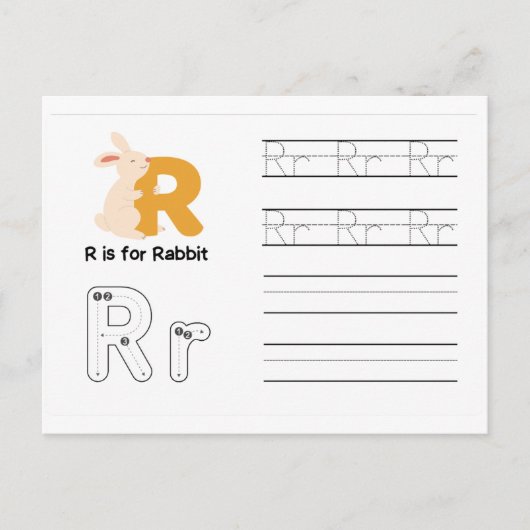 Handschrift FlashCards voor de kleuterschool | R,  Briefkaart (Voorkant)