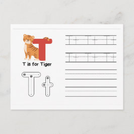 Handschrift FlashCards voor de kleuterschool | T, Briefkaart