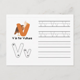 Handschrift FlashCards voor de kleuterschool   V,  Briefkaart