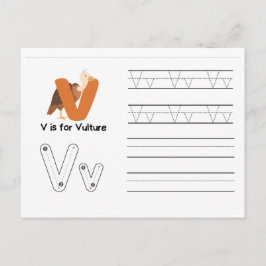 Handschrift FlashCards voor de kleuterschool | V,  Briefkaart