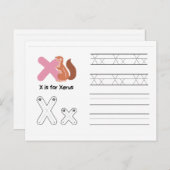 Handschrift FlashCards voor de kleuterschool | X, Briefkaart (Voorkant / Achterkant)