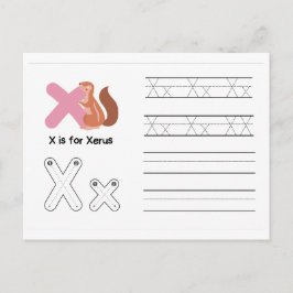 Handschrift FlashCards voor de kleuterschool | X,  Briefkaart