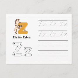 Handschrift FlashCards voor de kleuterschool | Z | Briefkaart