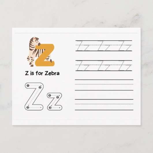 Handschrift FlashCards voor de kleuterschool | Z | Briefkaart (Voorkant)