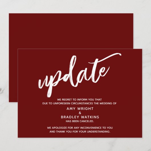 Handschrift geannuleerd bruiloft update Bourgondië Kaart (Voorkant / Achterkant)