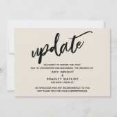 Handschrift Geannuleerd Bruiloft Update in Cream K Kaart (Voorkant)