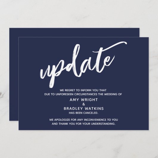 Handschrift geannuleerd bruiloft update marine bla kaart (Voorkant / Achterkant)