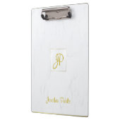 Handschrift Goud Monogram Modern Elegant Marmer Klembord (Links)