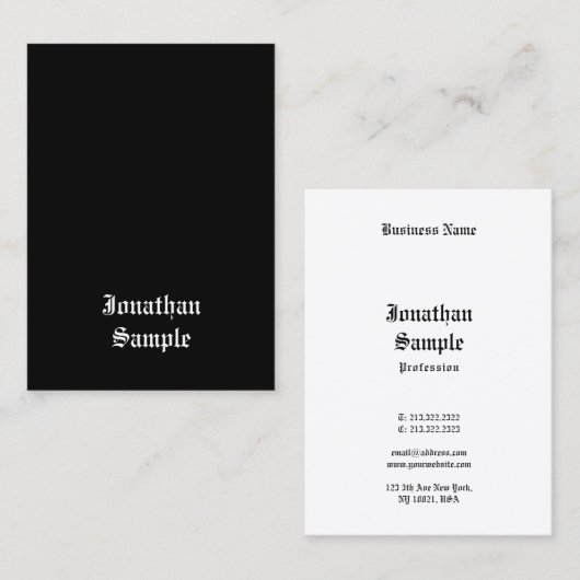  handschrift Handschrift Retro Zwart wit zoeken Visitekaartje (Voorkant / Achterkant)