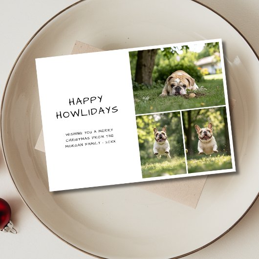 Handschrift Hond Kerstmis Happy Howholidays 3 Foto Feestdagenkaart