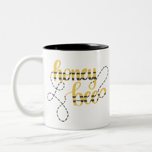 Handschrift honingbijen tweekleurige koffiemok (Links)