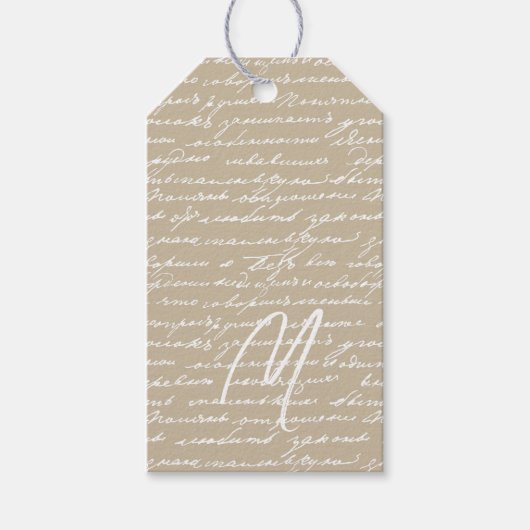 Handschrift INITIAAL Romantisch Schrijver Auteur V Cadeaulabel (Voorkant)