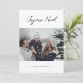 Handschrift Joyeux Noël Franse kerstfoto Feestdagenkaart (Staand voorkant)