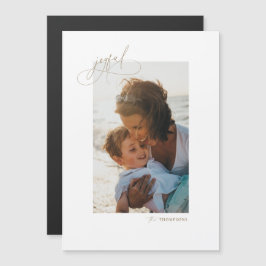 Handschrift Joyful Minimalistische vakantie fotoka Magnetische Uitnodiging