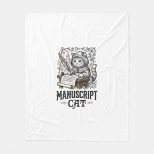 Handschrift Kat Kat Middeleeuwse Manuscript Vintag Fleece Deken