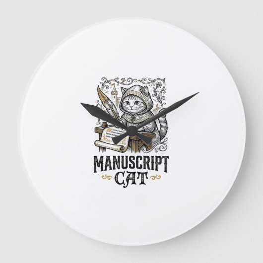 Handschrift Kat Kat Middeleeuwse Manuscript Vintag Grote Klok (Voorkant)