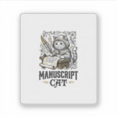 Handschrift Kat Kat Middeleeuwse Manuscript Vintag Sticker (Voorkant)