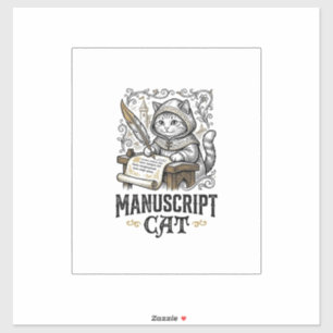 Handschrift Kat Kat Middeleeuwse Manuscript Vintag Sticker