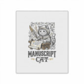 Handschrift Kat Kat Middeleeuwse Manuscript Vintag Sticker (Voorkant)