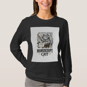 Handschrift Kat Kat Middeleeuwse Manuscript Vintag T-shirt