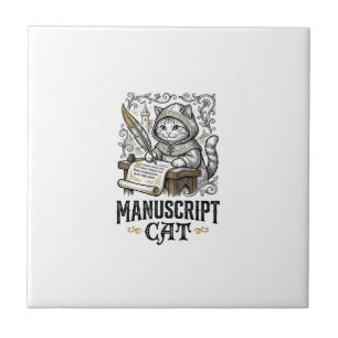Handschrift Kat Kat Middeleeuwse Manuscript Vintag Tegeltje