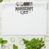 Handschrift Kat Kat Middeleeuwse Manuscript Vintag Theedoek (Gevouwen)