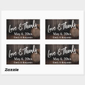 Handschrift Love and Bedankt Brown Wooden Barrel Rechthoekige Sticker (Vel)