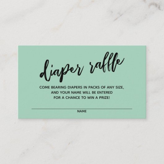 Handschrift Luier Raffle Ticket Licht Groen Informatiekaartje (Voorkant)