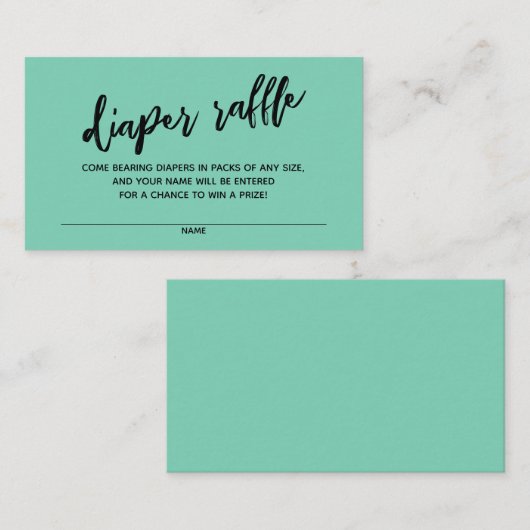 Handschrift Luier Raffle Ticket Lucite Green Informatiekaartje (Voorkant / Achterkant)